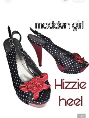 Madden girl vintage? Polka dot patent leather/ satin hizzie heels